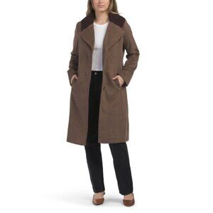 COLE HAAN Portabella Wool Blend Collared Coat